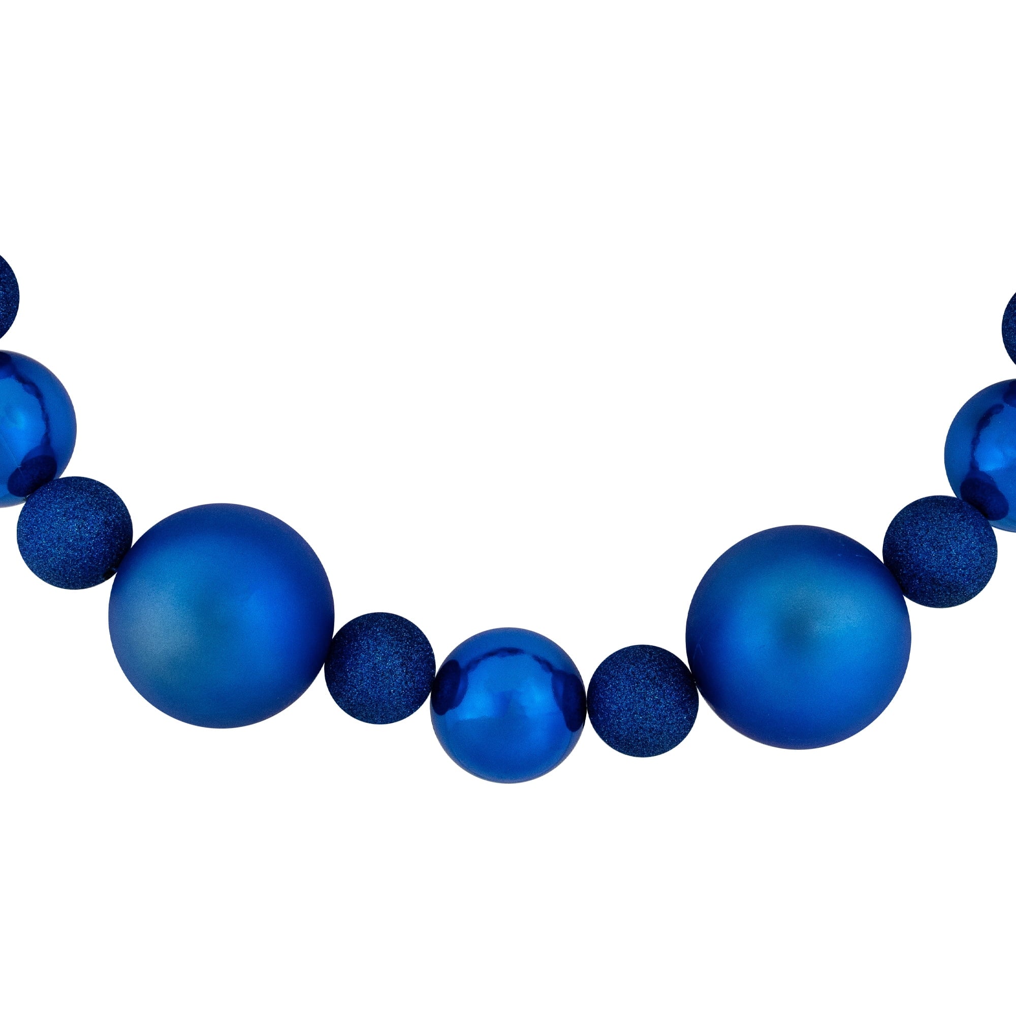 Northlight 3-Finish Shatterproof Ball Christmas Garland - 6'  x 4" - Blue  - Unlit