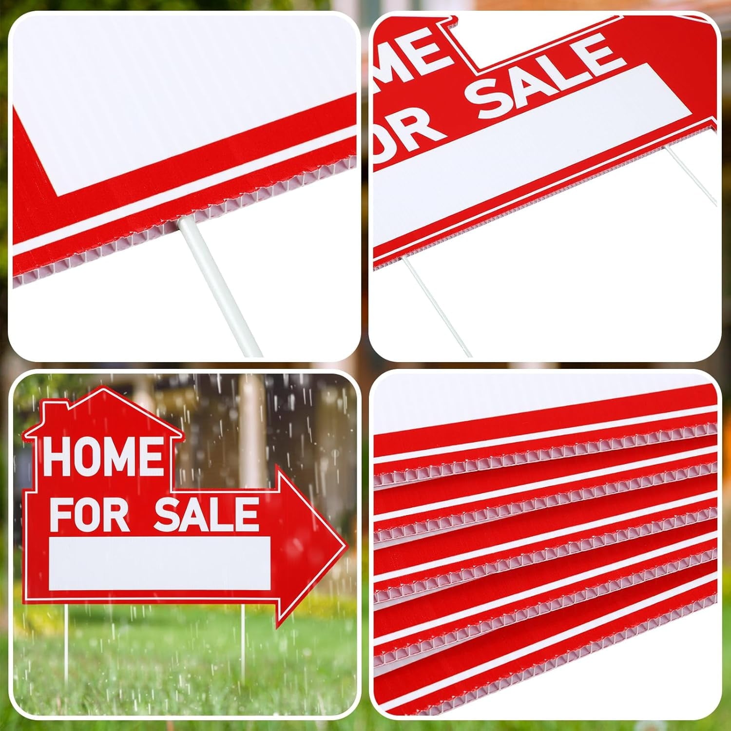 6 Pcs Home for Sale Signs with Stakes 12 x 16 Inch Double Sided for Sale by Owner Yard Sign Directional Arrow Estate Sale Signs for Real Estate Lawn Garden Yard(Home for Sale)