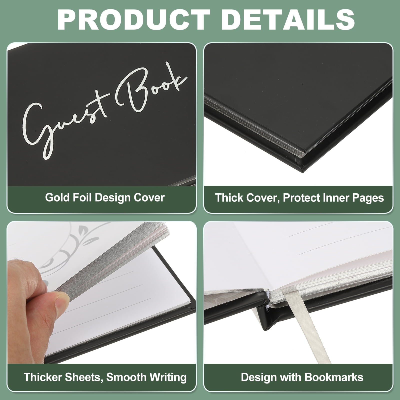 Uxcell Guest Book, 100 Pages Wedding Guest Sign in Book Reception Signature Book Party Decorations Supplies for Birthday Bridal Shower, Rose Gold