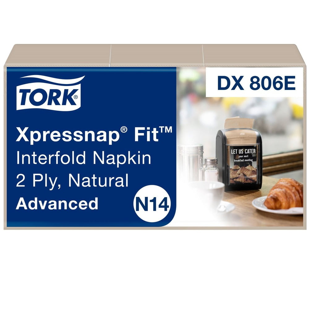 Tork Xpressnap Fit Interfold Dispenser Napkins, 2-Ply, 6.5 x 8.39, Natural, 120/Pack, 36 Packs/Carton -TRKDX806E