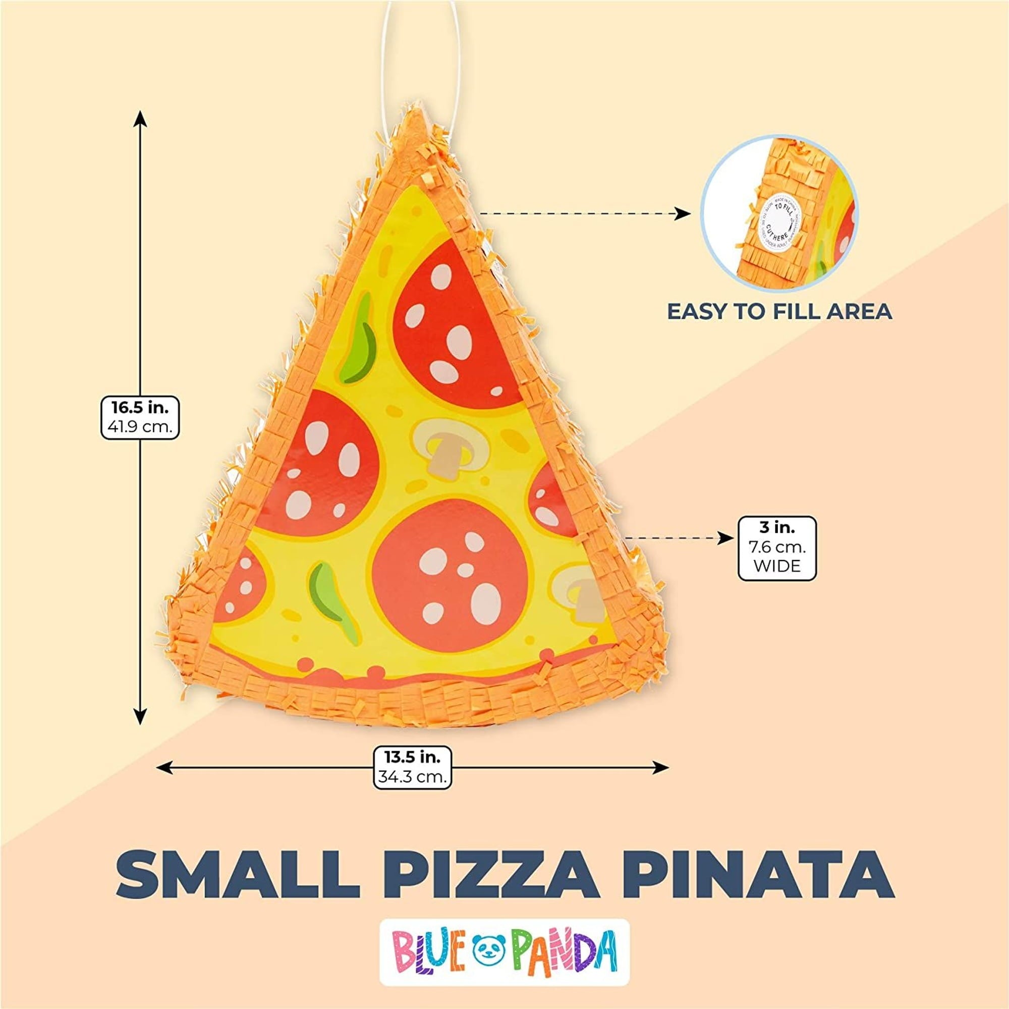 Pizza Pinata - Food Themed Birthday Party Decorations, Table Centerpiece (Small, 16.5 x 13.5 x 3 in), For Ages 3+