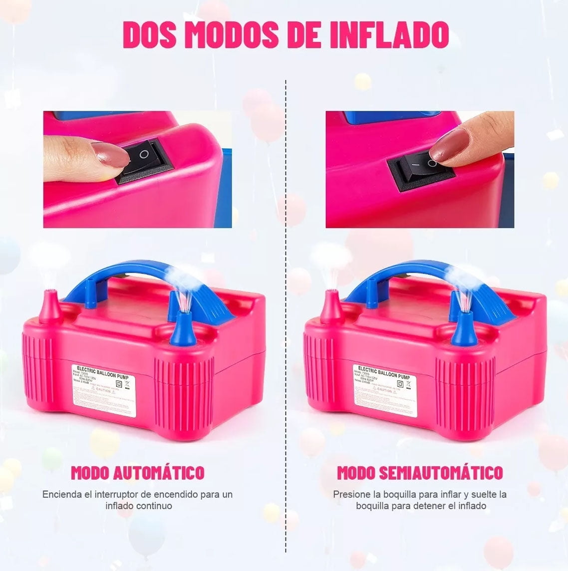 Balloon Pump, Electric Balloon Pump Kit,Balloon Inflator Pump 600W Portable Dual Nozzles Electric Air Ballon Machine with Balloons for Party Birthday Wedding Festival Decoration