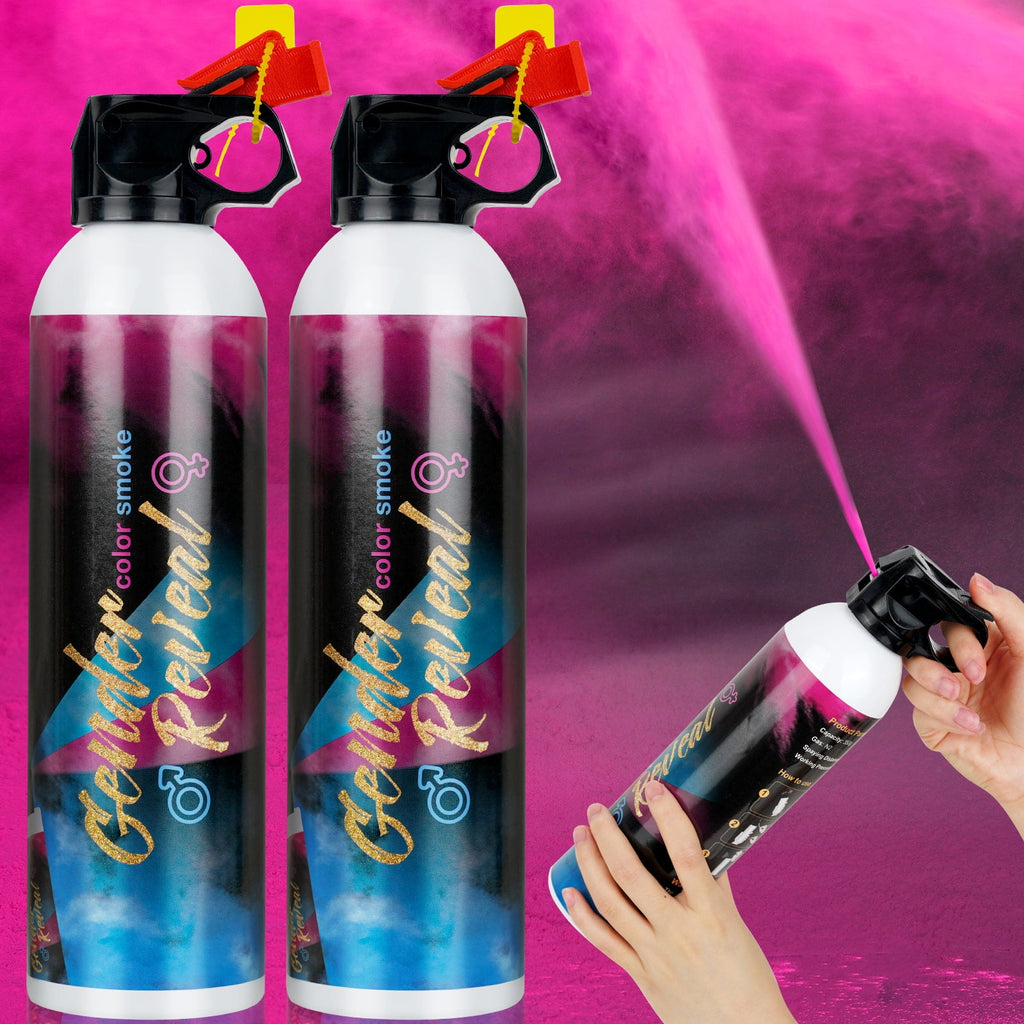 Gender Reveal Smoke Bombs,100% Biodegradable Butterfly Confetti Powder Cannon,Memorable Baby Gender Reveal Party Supplies Decorations & Ideas，2 PACK PINK