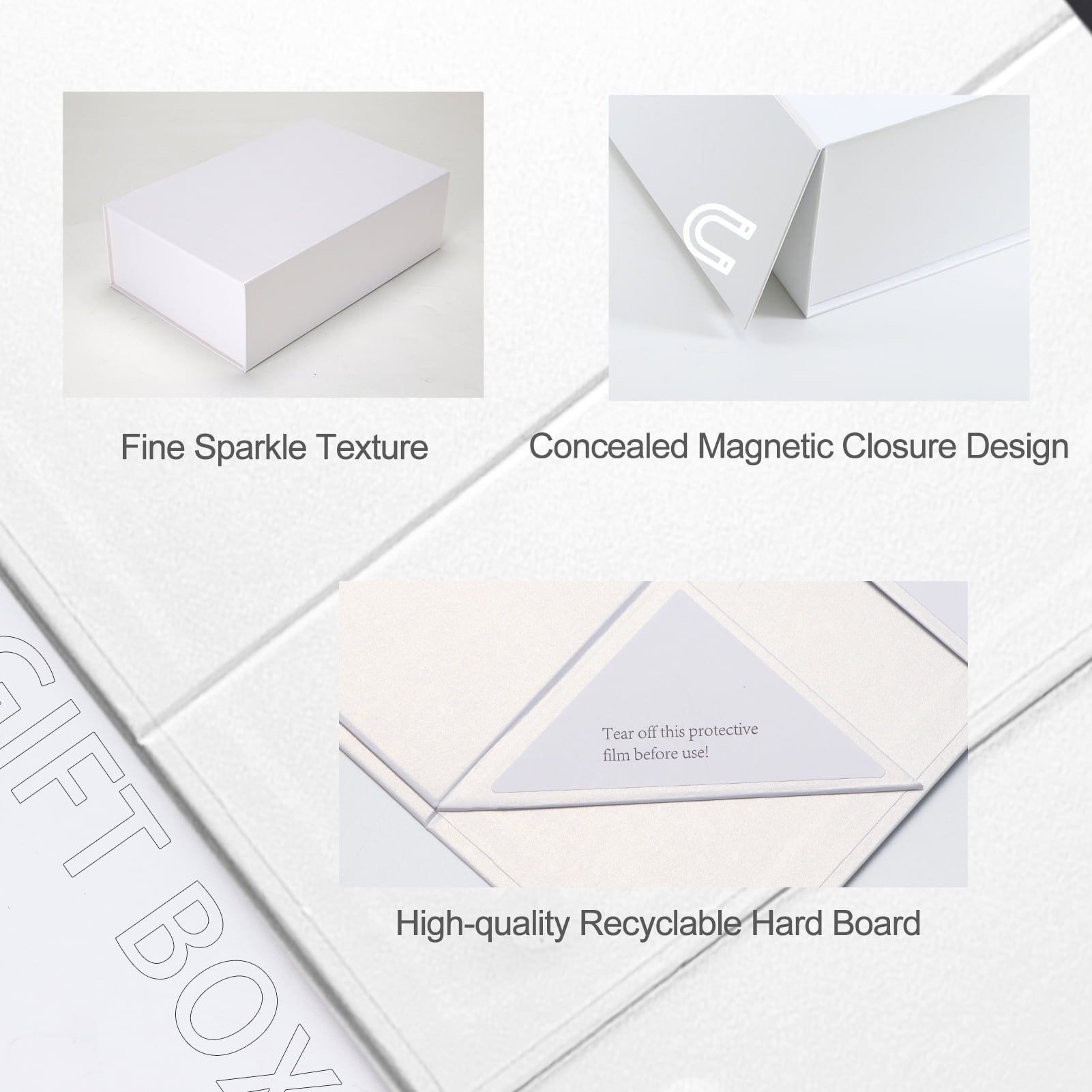 Premium White 13.8x9x4.3 Gift Boxes in a 4-piece set Magnetic Closure, Eco-Friendly, Space-Saving Storage for Gifts and Home Decor
