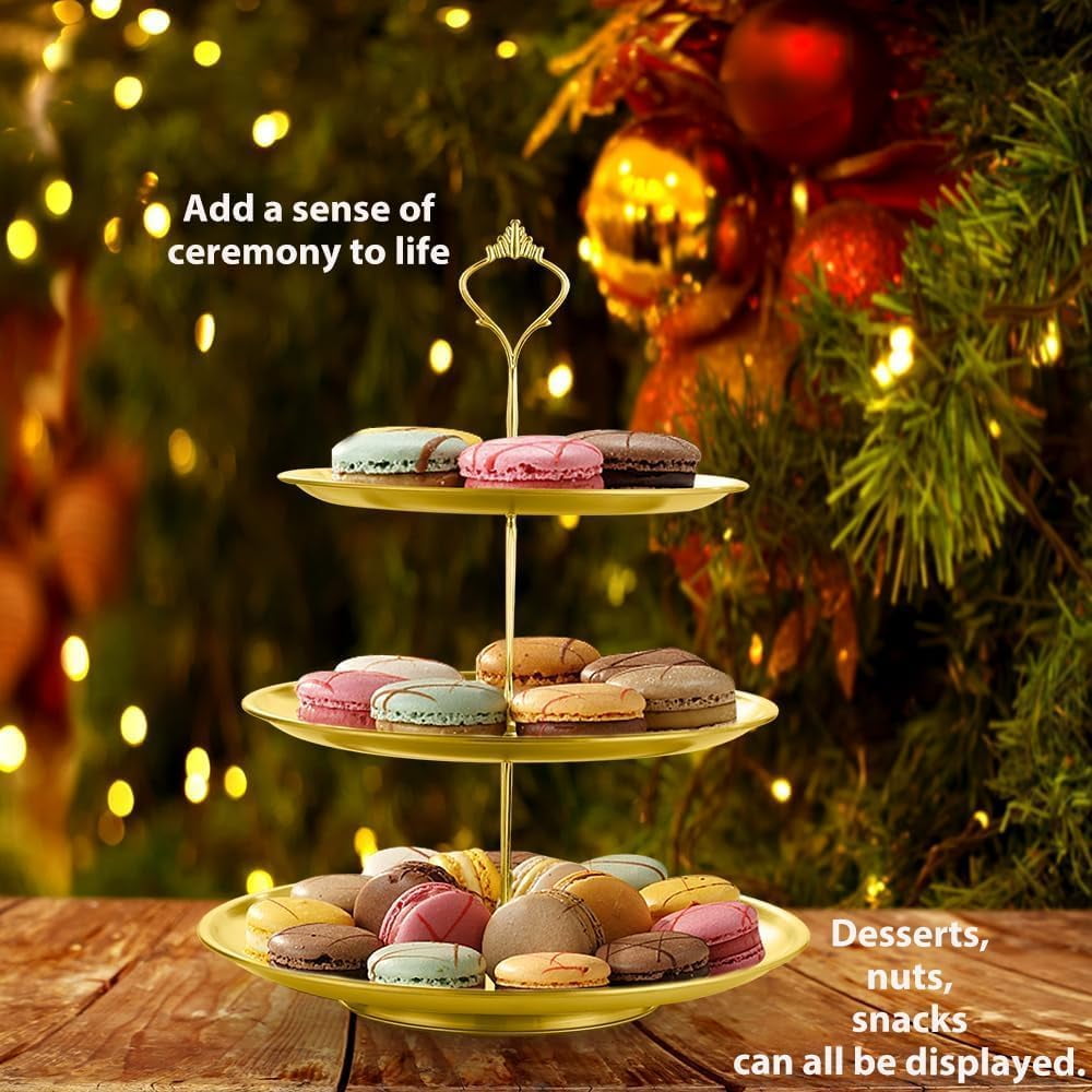 2 Pack Cake Stand 3-Tier Stainless Steel Cake Stand ，Cupcake Tower Dessert Table Display Set for Party Wedding Outdoor Picnic