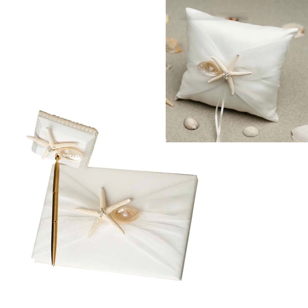 Yongwei Guest Book Beach Style Guest Sign In Book DIY Message Book Attendance Book for Engagement Wedding Ceremony with Pen and Pen Holder
