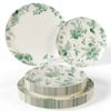 Crown Display 40-Piece Disposable Plates Set - White and Pomegranate Design - 20 Guests