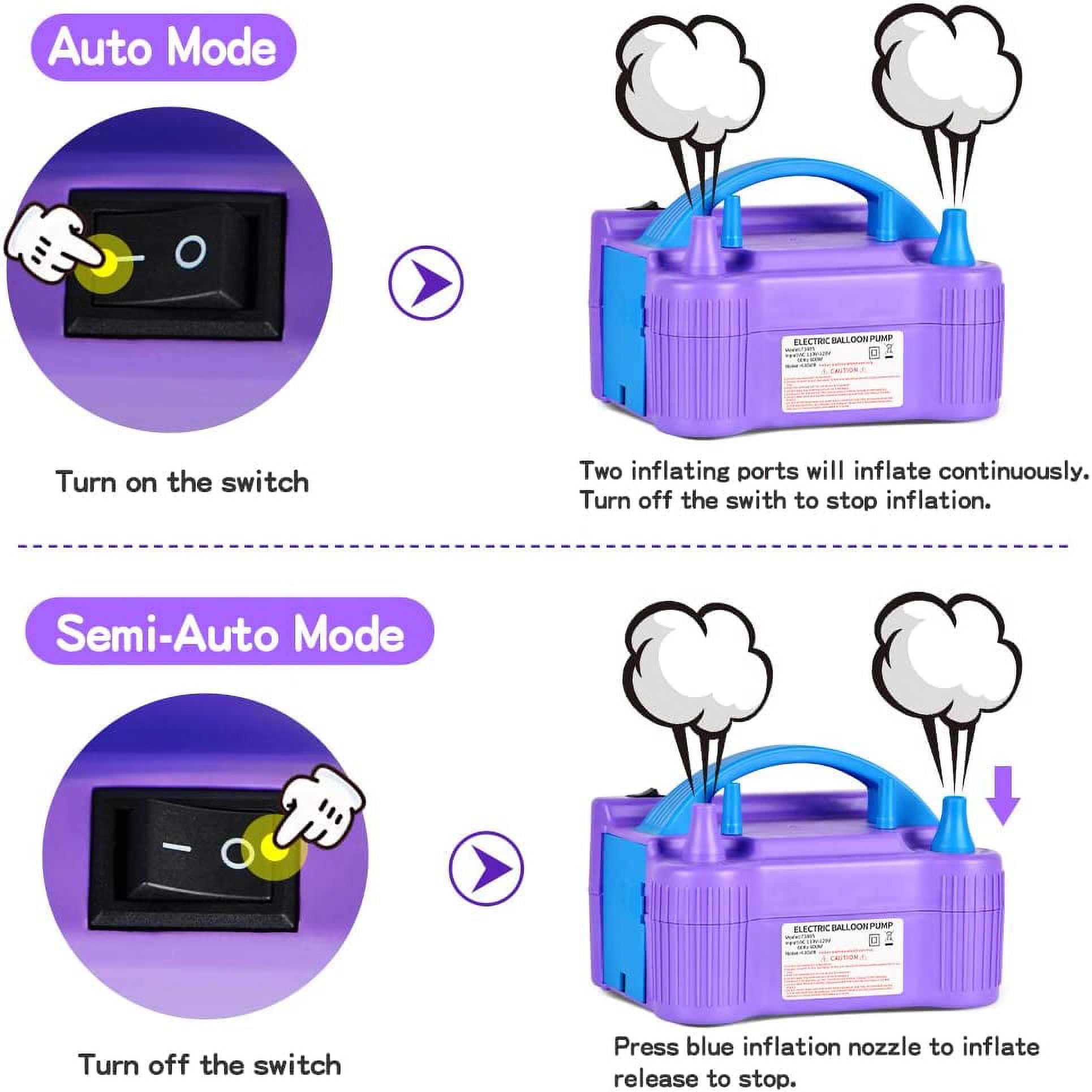 Balloon Pump Electric Dual Nozzle Air Inflator Blower Machine with 10 Pack Balloon Arch Making Kit for Party Event Decoration