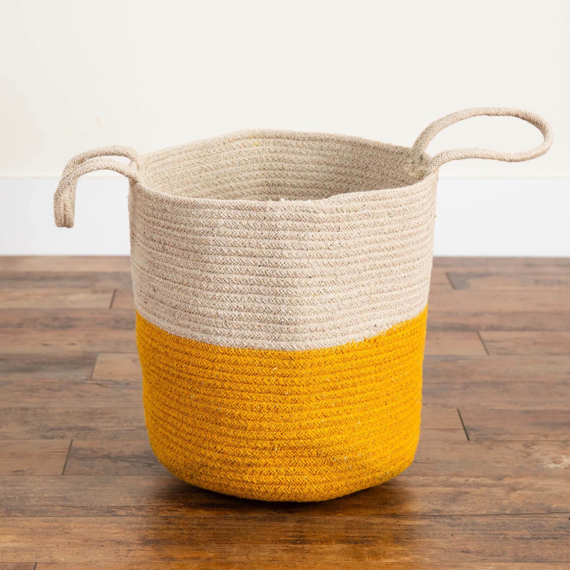 Nearly Natural 12" Handmade Natural Cotton Woven Basket Planter