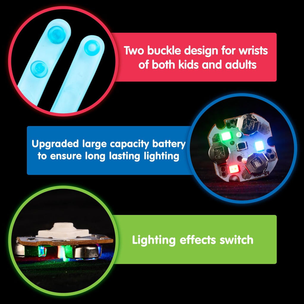 Joyfy 24 Pack Glow in the Dark Party Favors LED Fidget Toys Light Up Spinning Bracelets for Kids, Treasure Box Toys for Classroom, Birthday Gifts