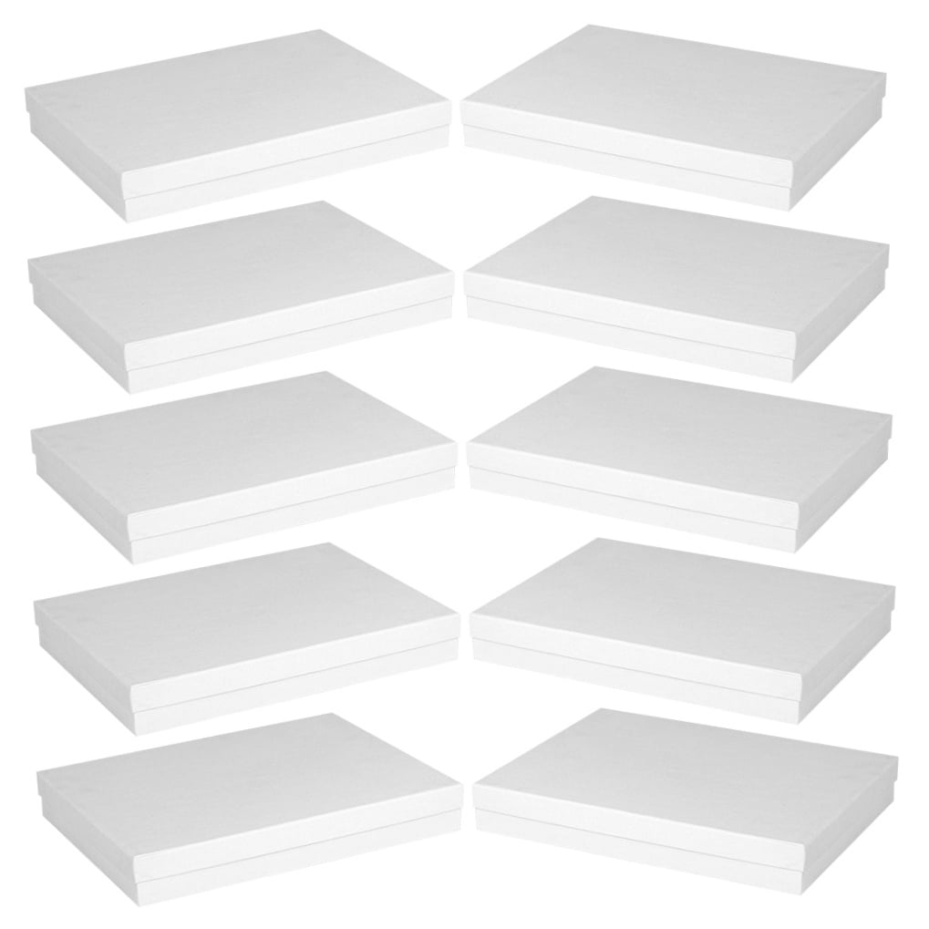 OUNONA White Cardboard Gift Boxes for Storage Use Sturdy and Durable with Lid 10 Pcs Large Size