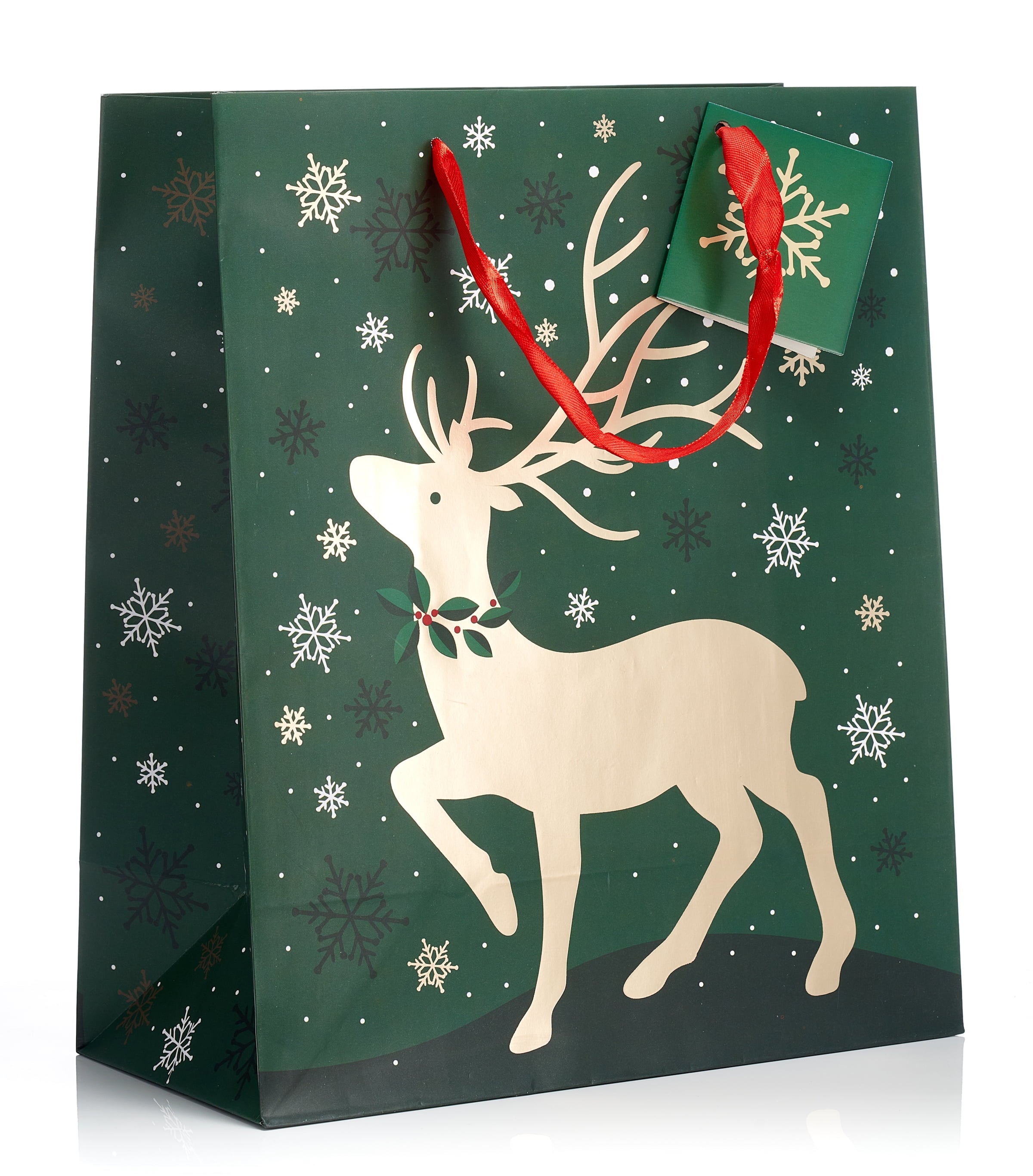 Christmas Large Holiday Gift Bags with Foil Hot Stamps (Pack of 12)