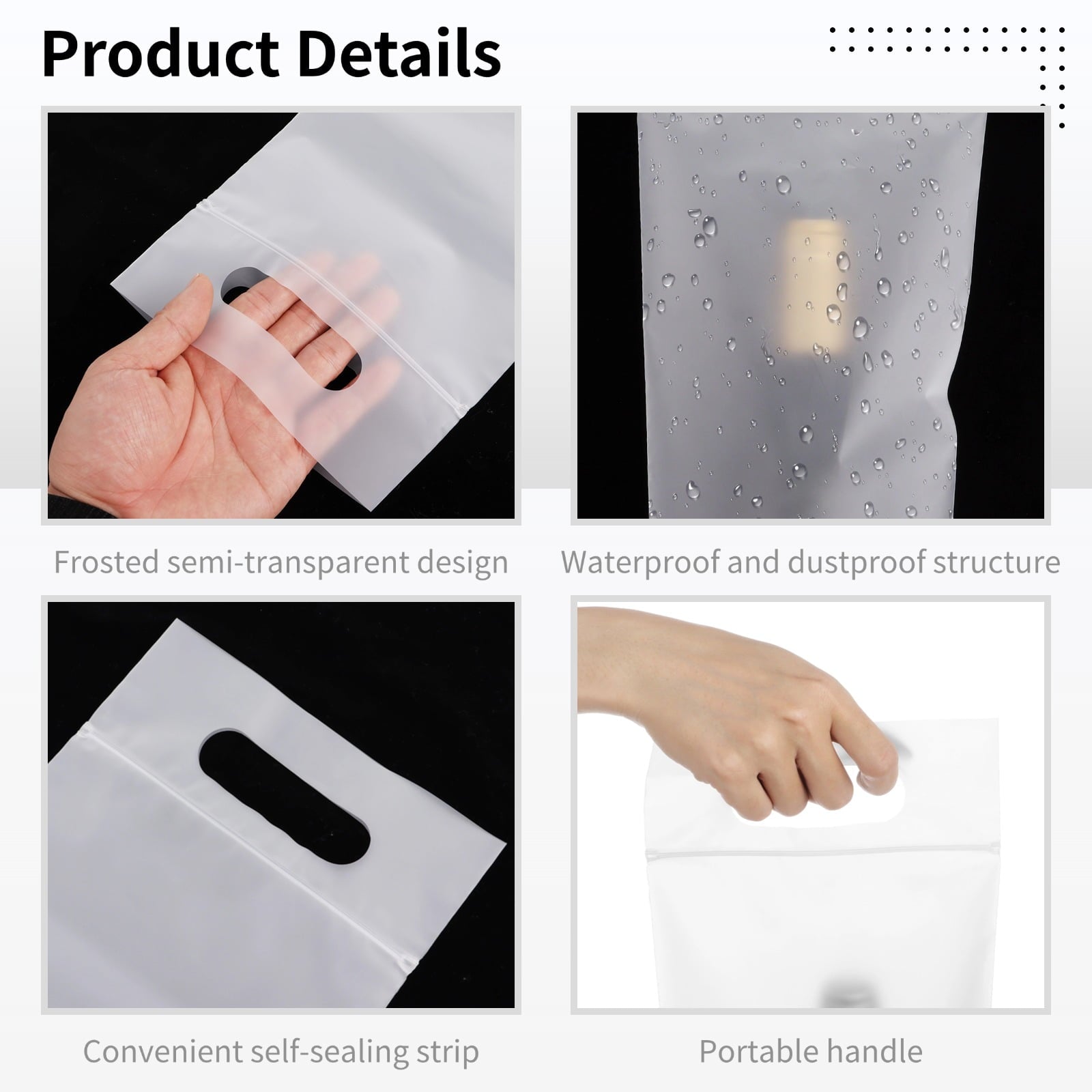 Wine To Go Bags, 500 Pcs Wine Bottle Doggy Bag Wine Bags for Gifts, Plastic Travel Bags Gift Wrapping Bags with Handles and Self-sealing Strips for Restaurant, Bar, Wedding Party