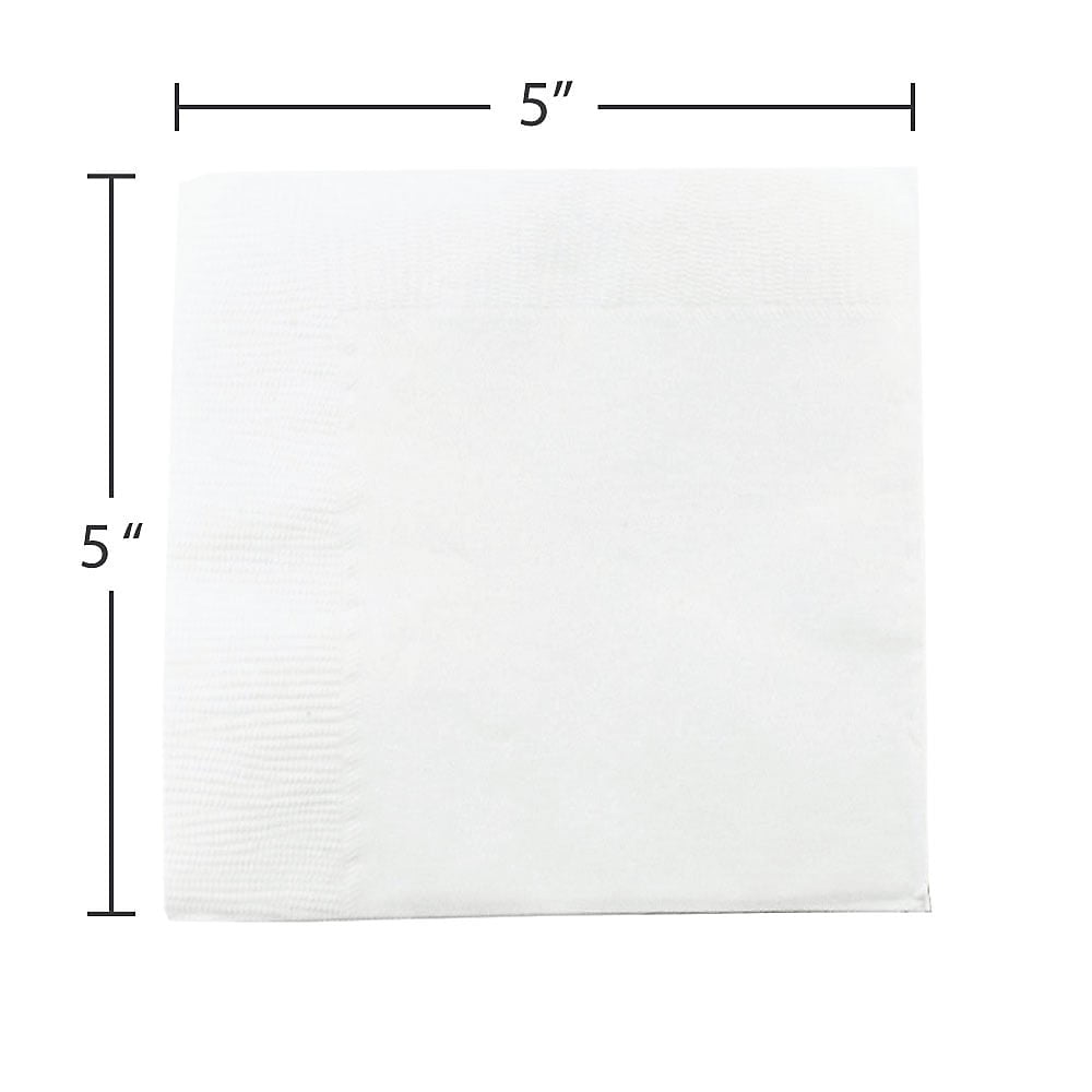 JAM Paper Bulk Small Beverage Napkins, 5x5, White, 480/Box