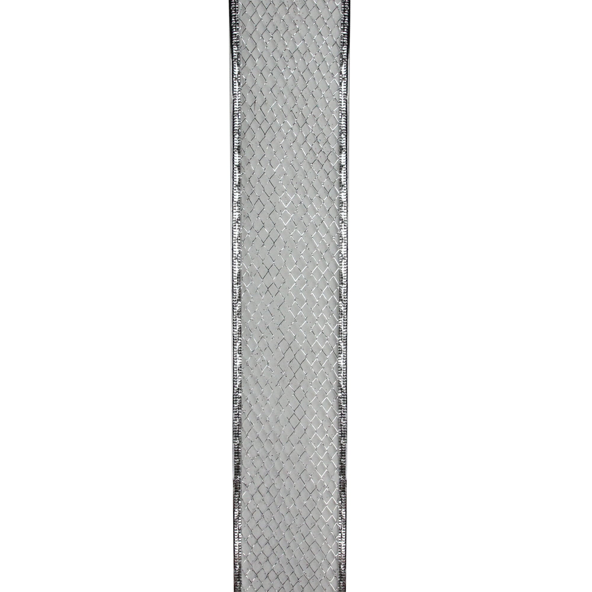 Northlight Pack of 12 Glittering Silver Metallic Lattice Christmas Wired Craft Ribbons - 2.5" x 120