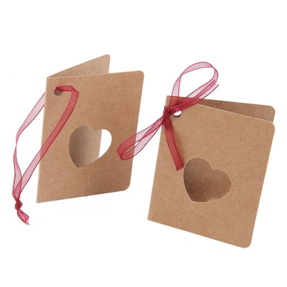 Masteelf 300 pcs Tag Kraft Paper Hanging Tag with Red Rope Hollow-out Heart Shape Lable for Wedding Birthday Decoration