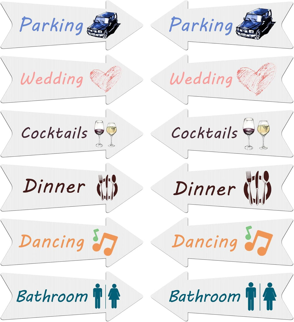 Blank Arrow Signs with Stakes 15 Pack 17 x 6 Inches Wedding Directional Yard Signs with Stakes, This Way Arrow Yard Signs Birthday Party Signs Arrow