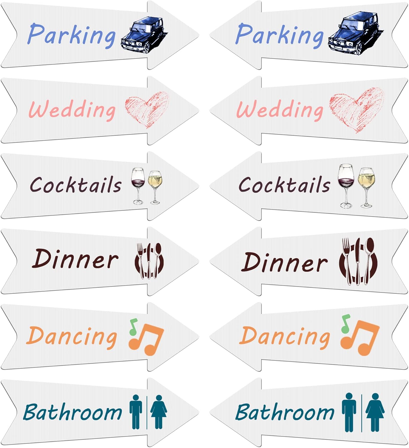 Blank Arrow Signs with Stakes 15 Pack 17 x 6 Inches Wedding Directional Yard Signs with Stakes, This Way Arrow Yard Signs Birthday Party Signs Arrow
