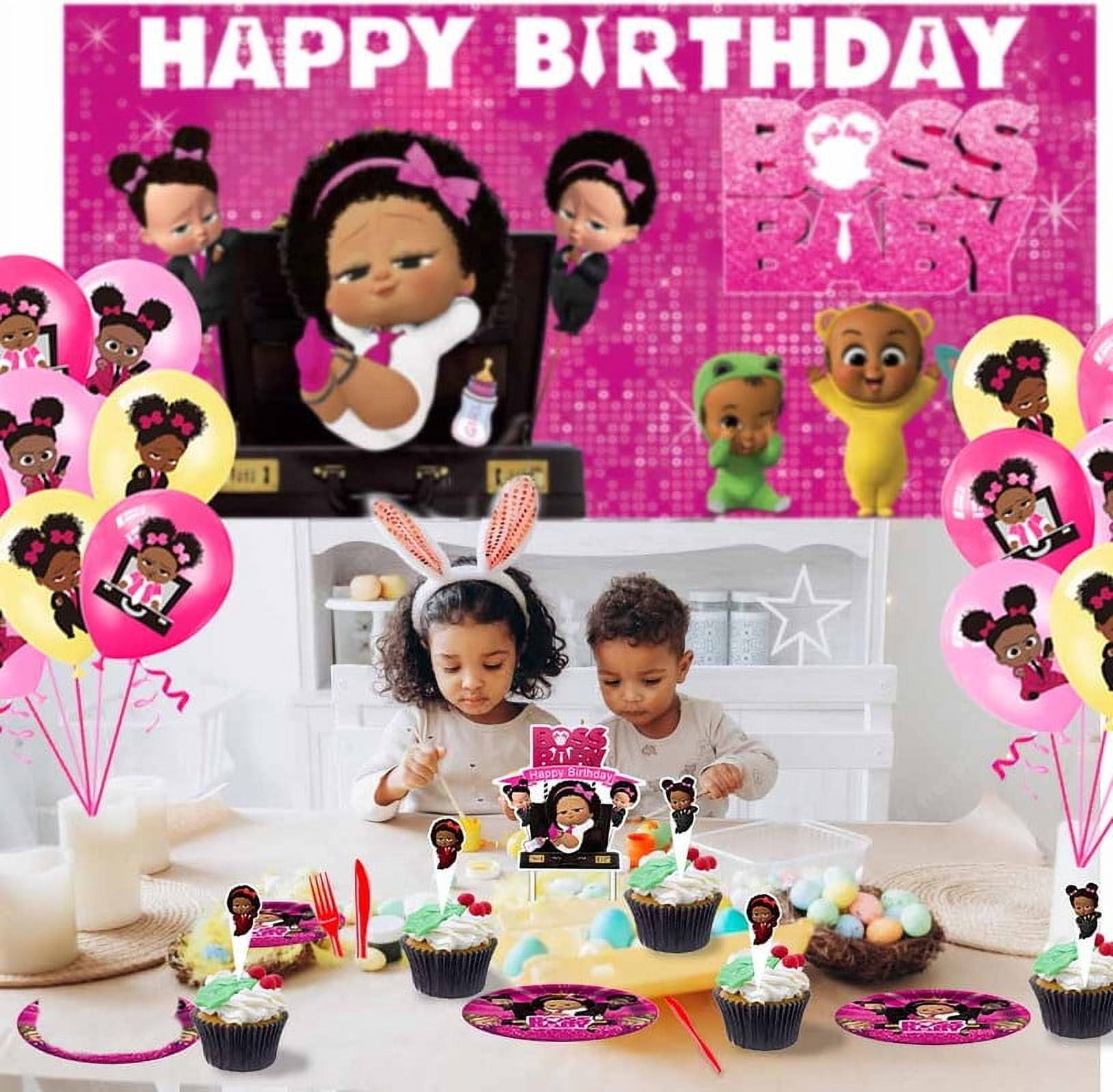 Boss Baby Africa Girl Party Supplies Plates Decorations Birthday Cake Topper Banner Decor Backdrop Balloons