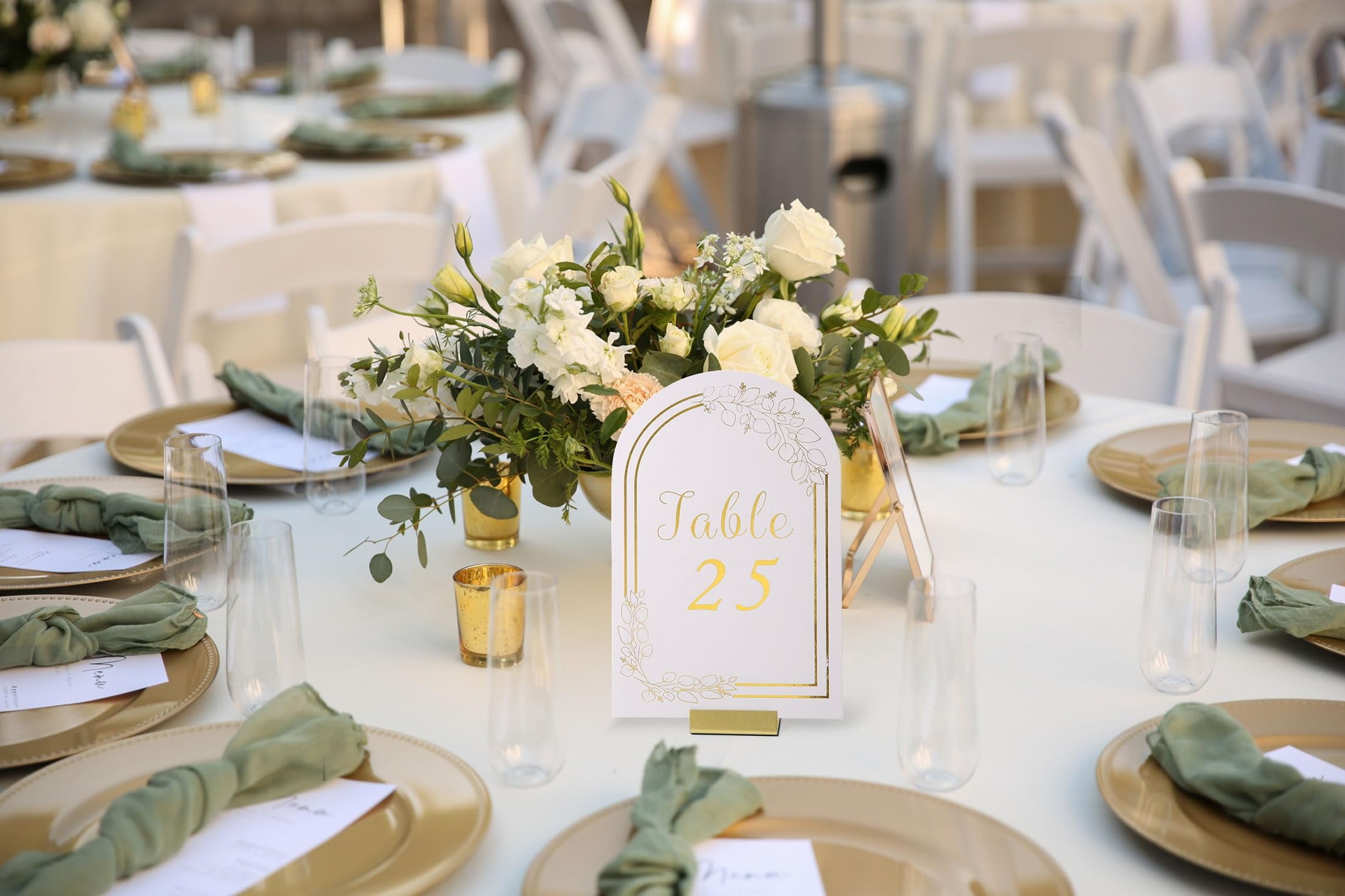 Gold Table Number Holders, 12-Pack Metal Place Card Stands & Picture Holders with Storage Box - Ideal for Weddings, Anniversaries, and Parties