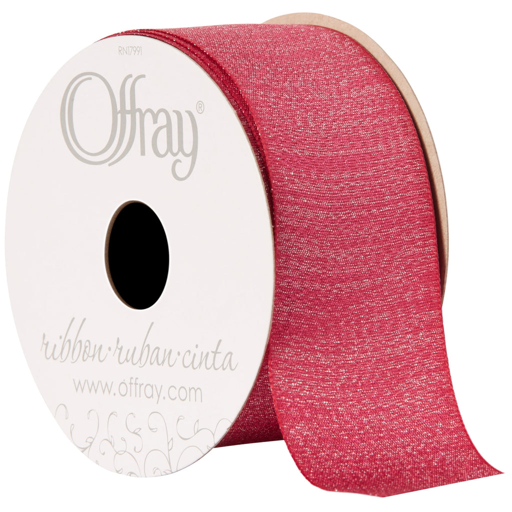 (6 pack) Offray Ribbon, Metallic Raspberry Pink 1 1/2 inch Grosgrain Polyester Ribbon, 9 feet