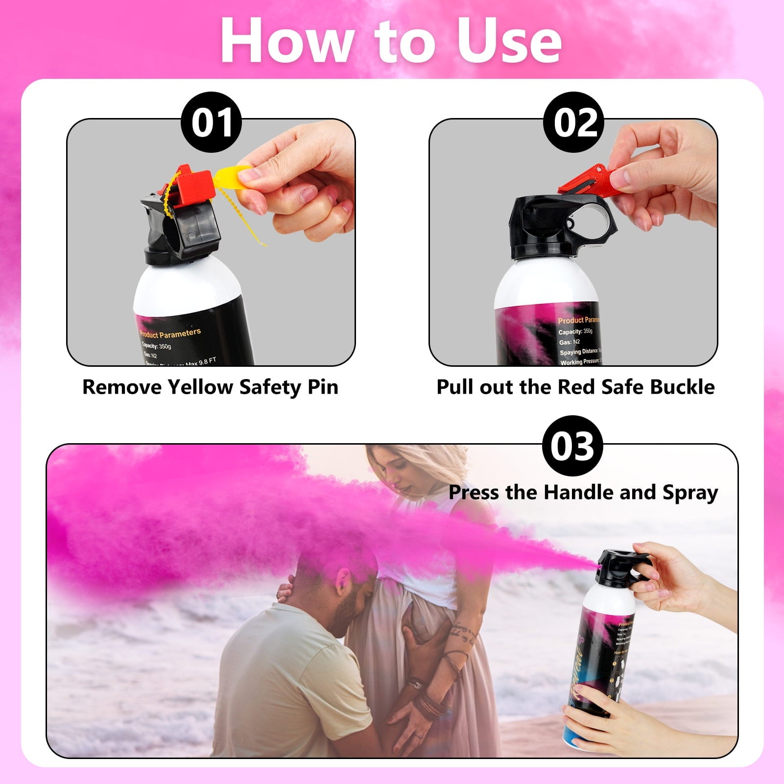 Gender Reveal Smoke Bombs,100% Biodegradable Butterfly Confetti Powder Cannon,Memorable Baby Gender Reveal Party Supplies Decorations & Ideas，2 PACK PINK