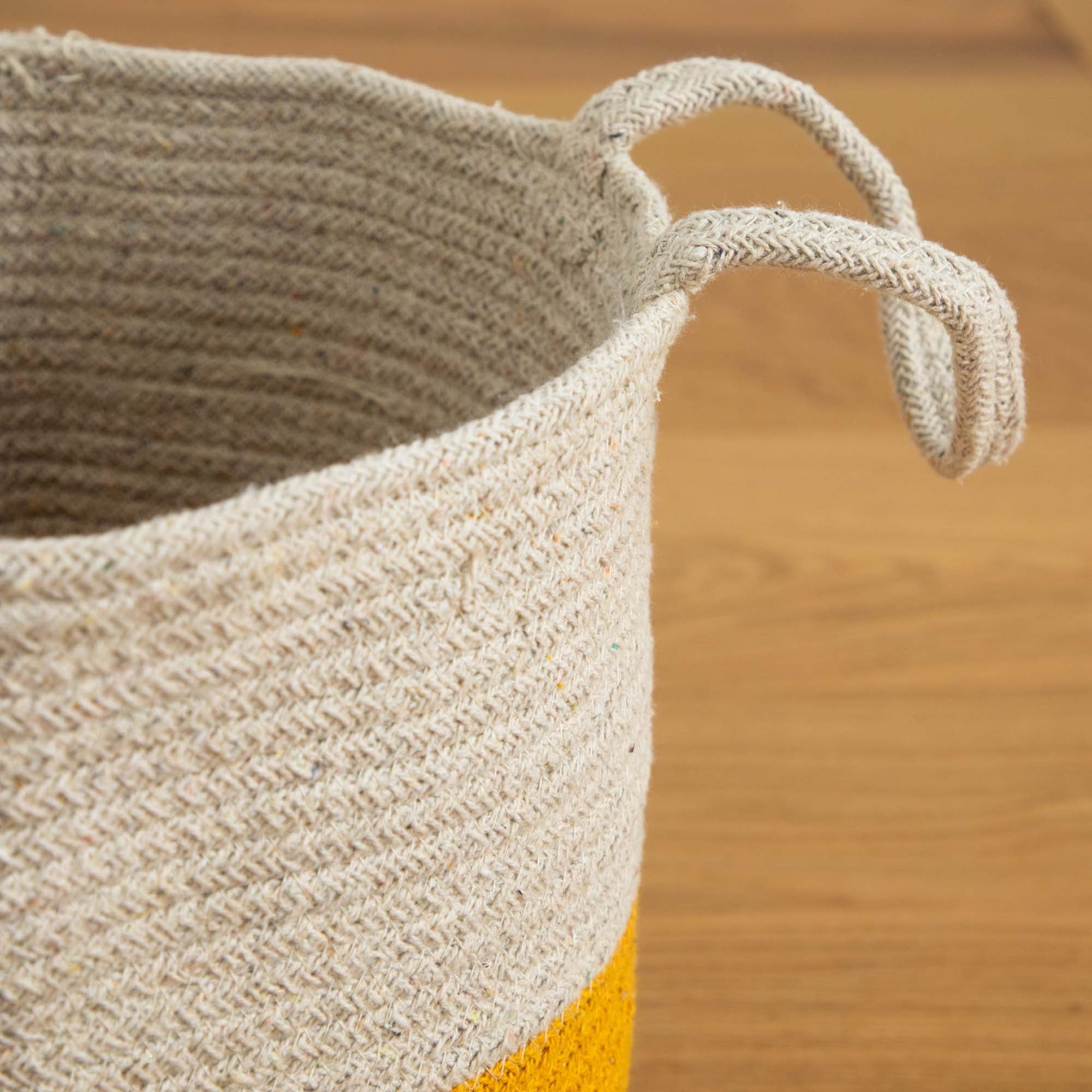 Nearly Natural 12" Handmade Natural Cotton Woven Basket Planter