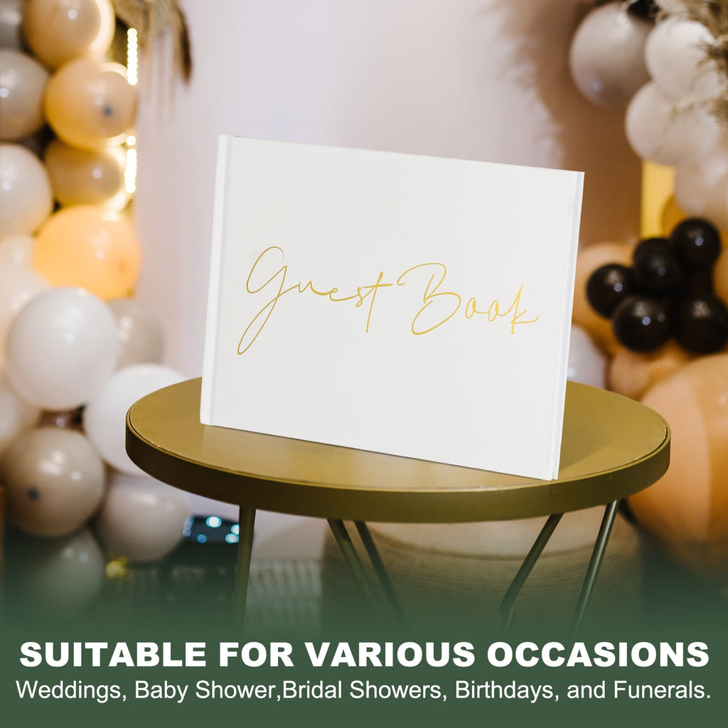 Guest Book, Wedding Guest Sign Book Reception Signature Book Party Decorations Supplies for Birthday Bridal Shower, White Words
