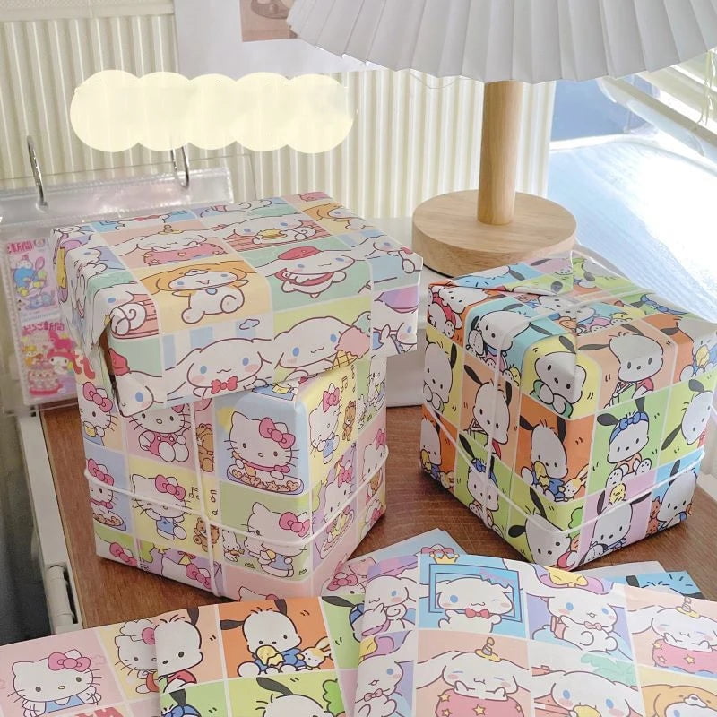 Kawaii Pochacco Wrapping Paper Sanrio My Melody Cartoon Anime Cute Cinnamoroll Textbook Desk Cover Girls Student Birthday Gifts