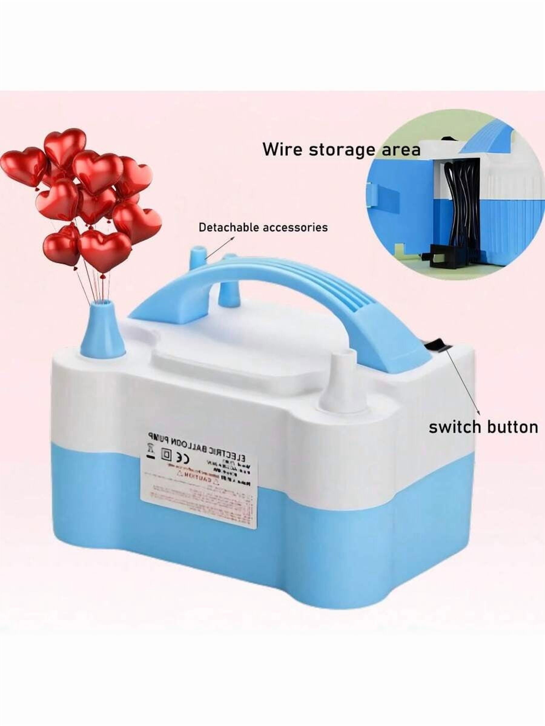 Inflador de globos eléctrico, bomba de aire, soplador de globos portátil automático de doble boquilla, adecuado para cumpleaños, decoración de fiestas de globos de boda