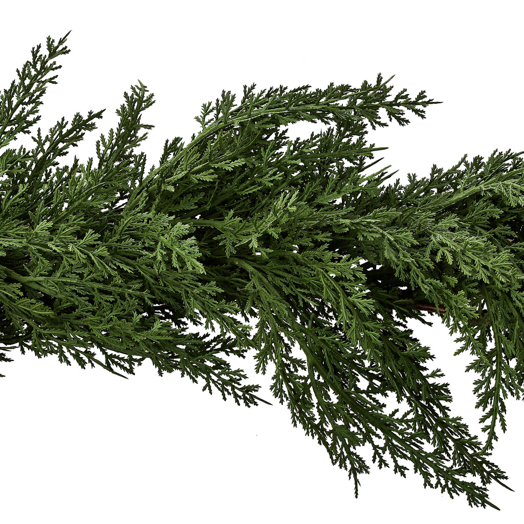My Texas House 9ft Non-lit Natural Feel Cedar Green Artificial Christmas Garland, Soft PE