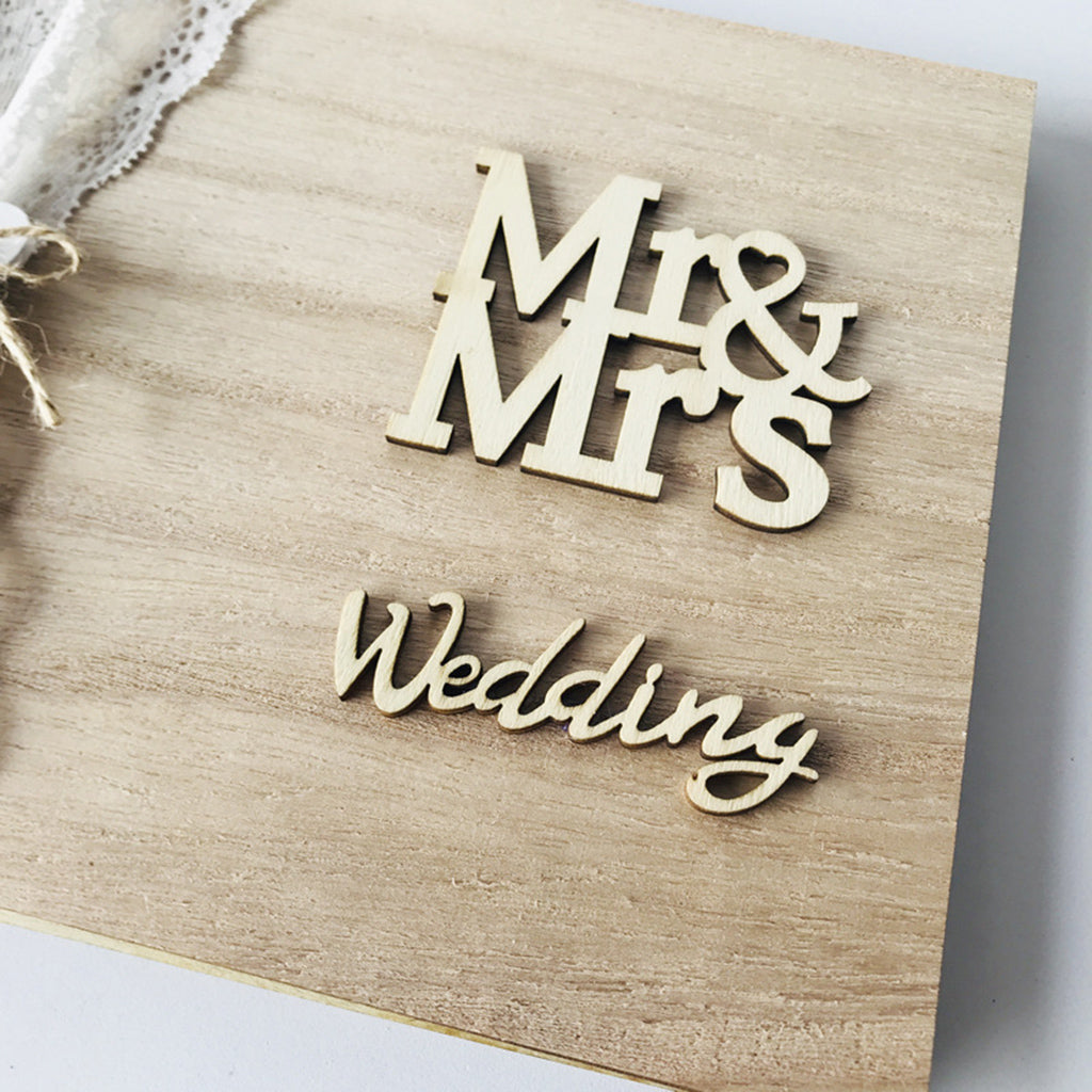 YIEMEEN Mr&Mrs Wedding Guest Book Personalized Rustic Wooden Signature Guestbook DIY Pho