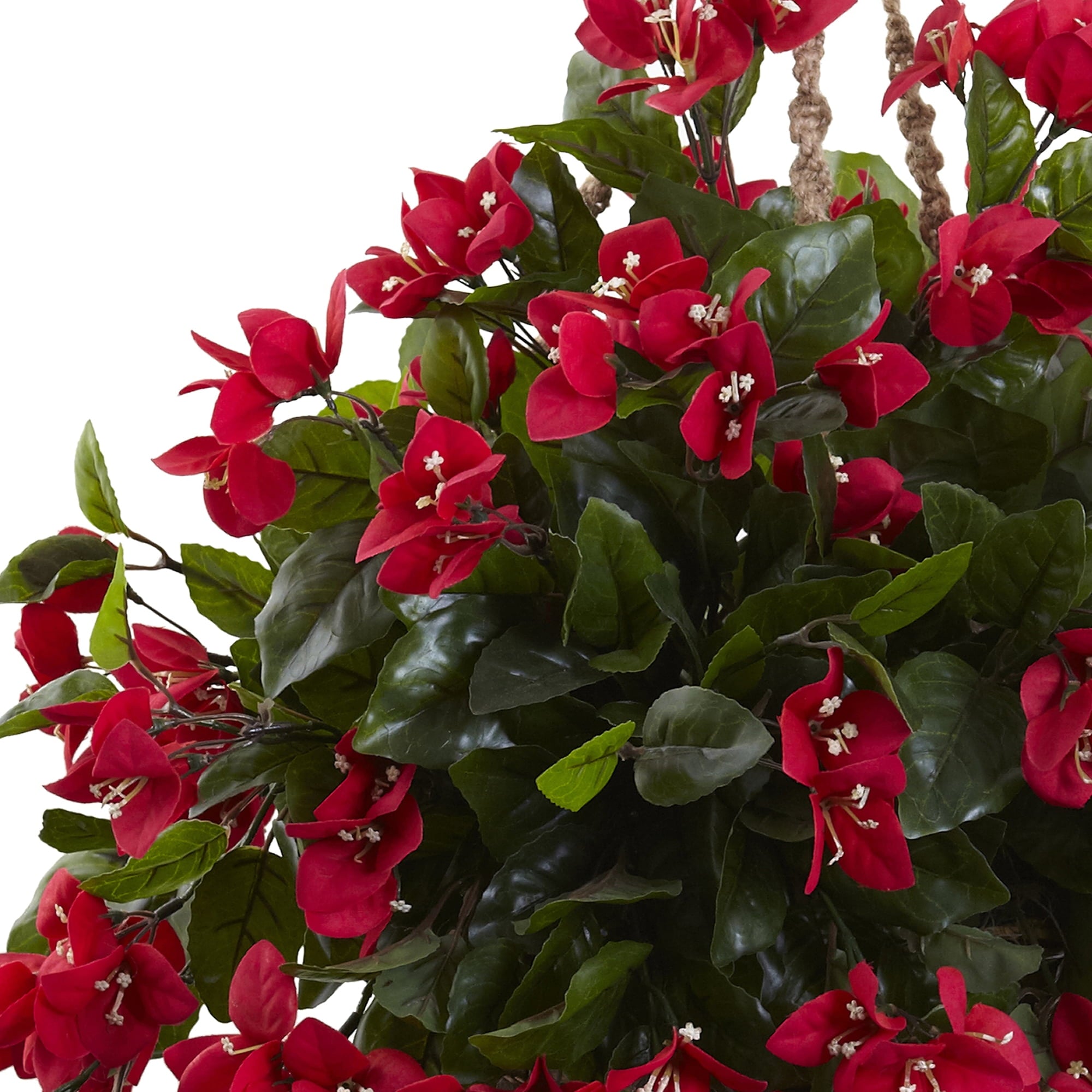 Nearly Natural Red 28"H Bougainvillea Hanging Basket UV Artificial Plant Resistant (Indoor/Outdoor)