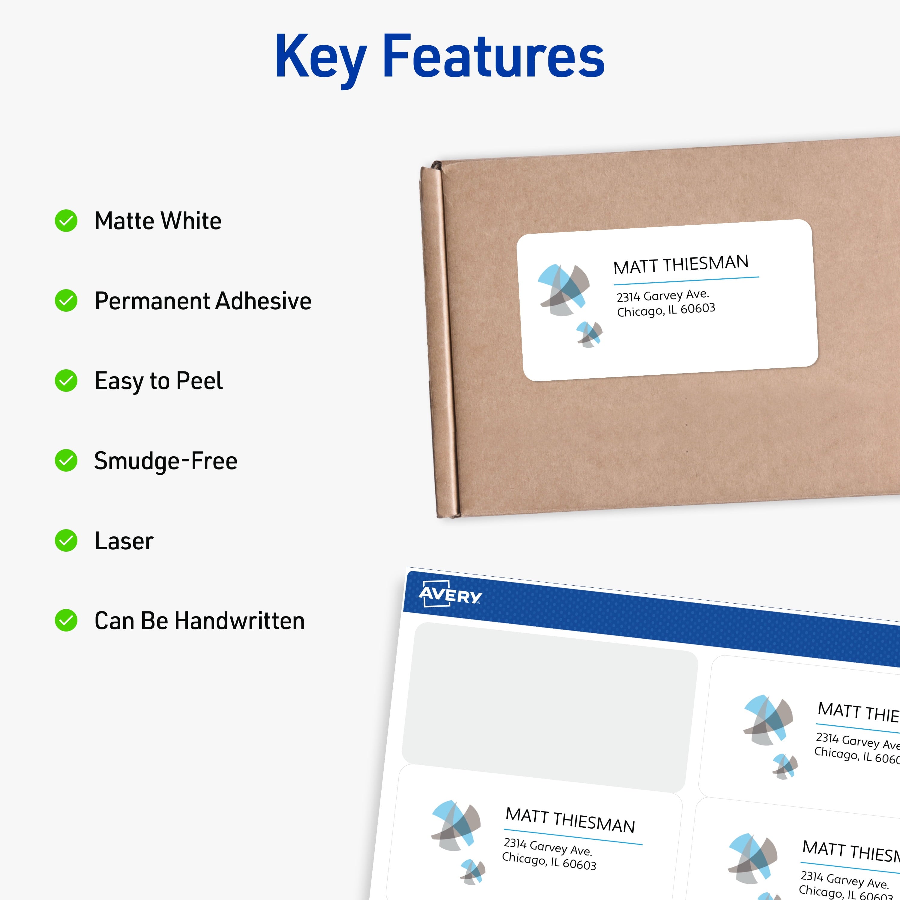 Avery Shipping Labels, 2" x 4", White, 2,500 Labels (5963)