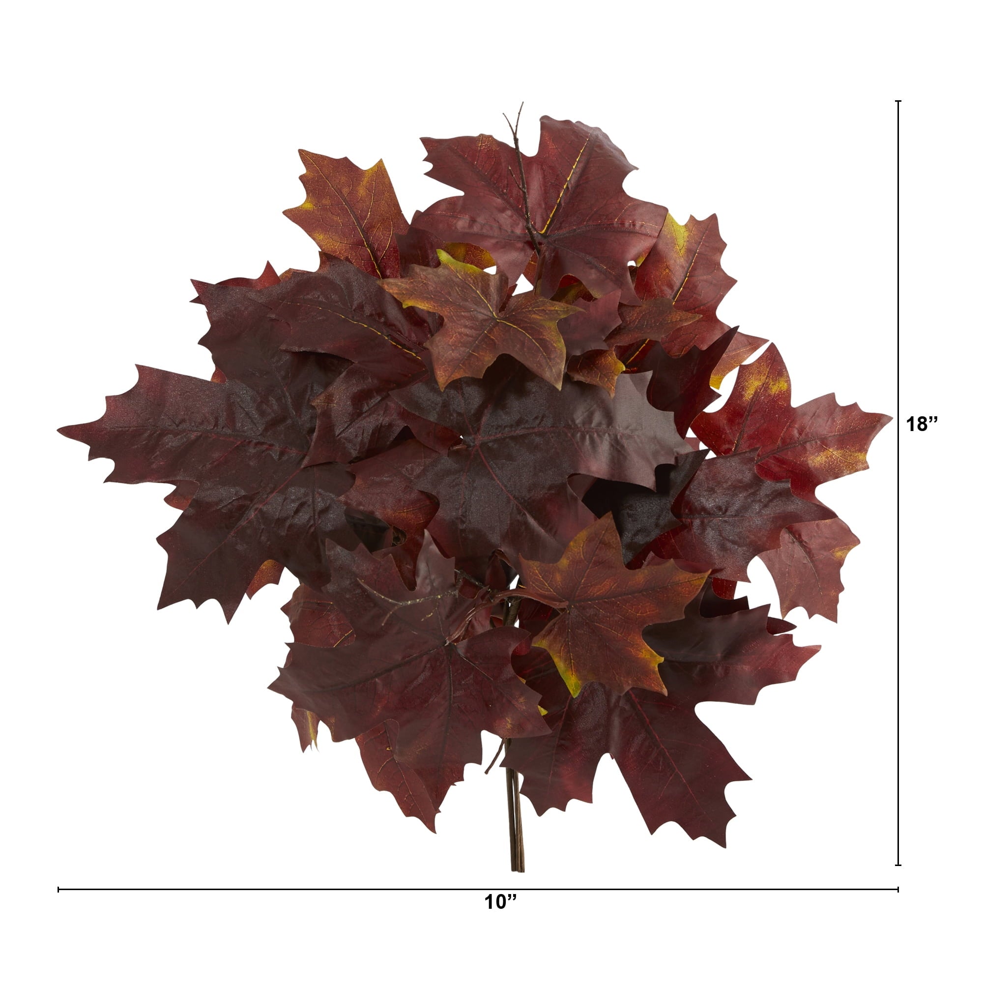 Nearly Natural 18" Autumn Maple Leaf Artificial Flower (Set of 2), Red