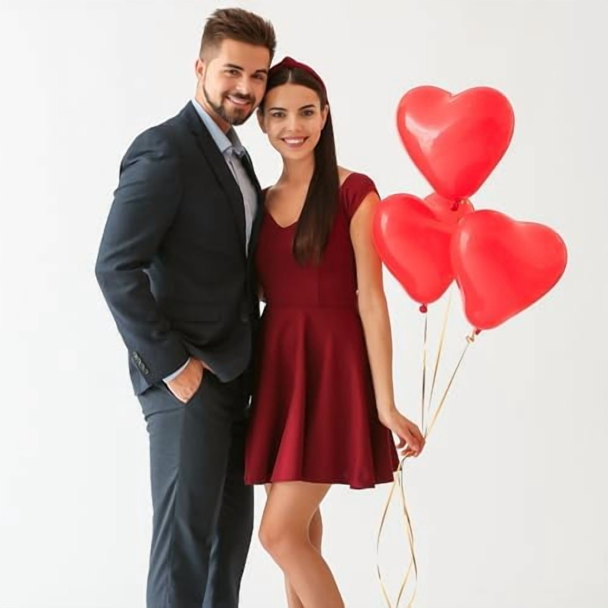36 Pack Latex Heart Shaped Balloons 10 inch With Ribbon - Pink White Red Heart Balloons, Valentines Day Balloons, for Marriage Proposal & Valentines Day Decorations & Wedding Party