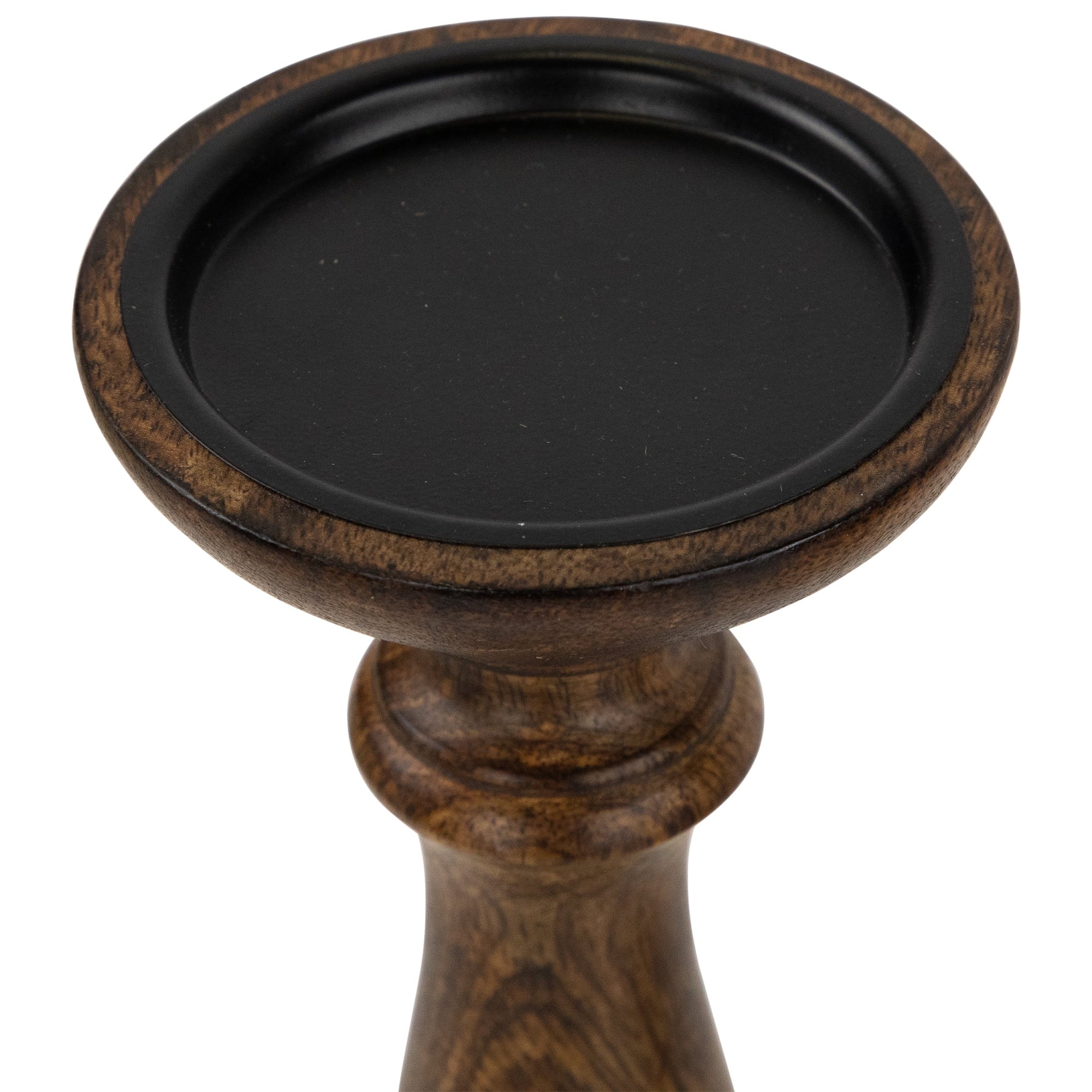 Northlight Natural Dark Wooden Pillar Candle Holders - 10" - Set of 3
