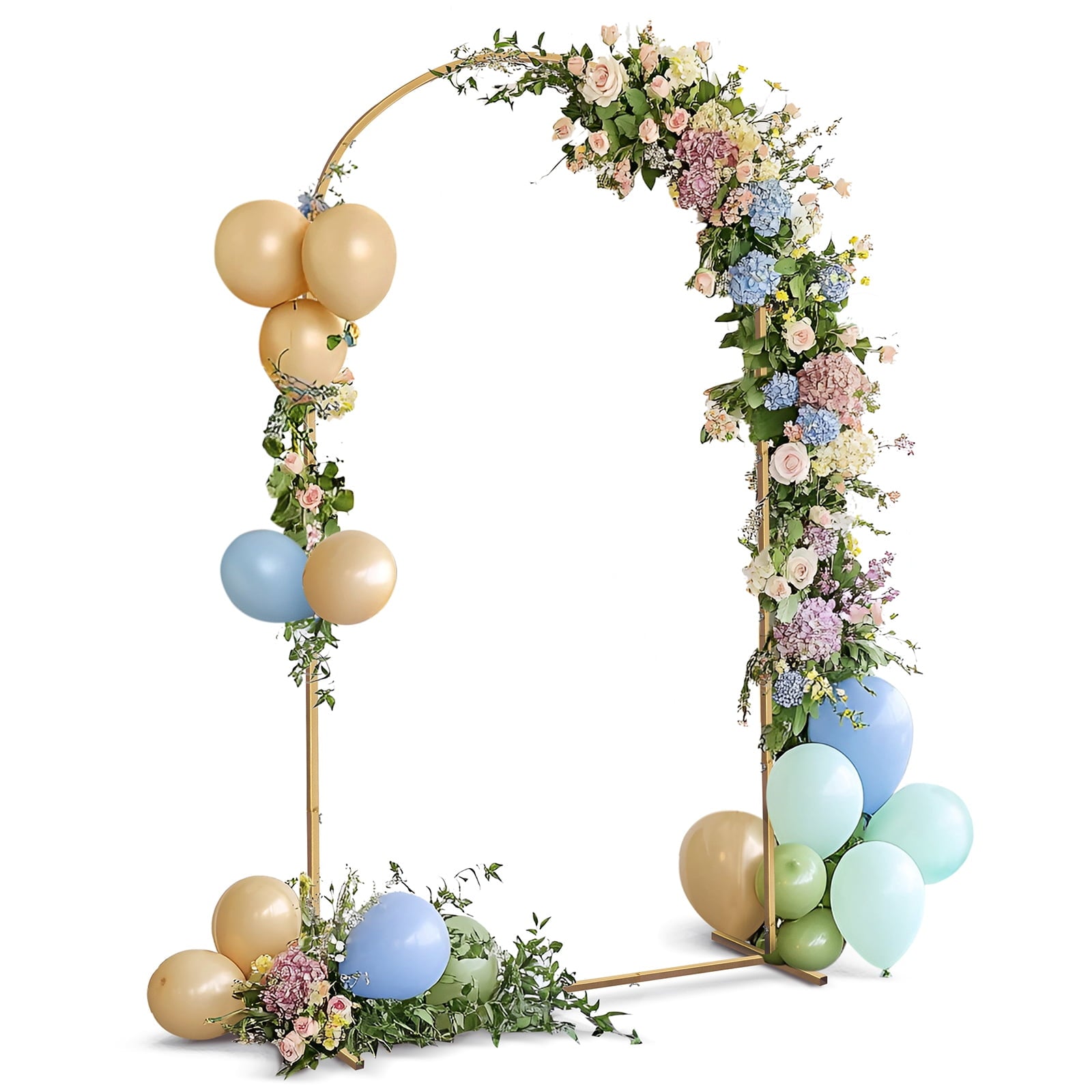 JP OUTDOOR 7.2ft Wedding Arch for Ceremony, Golden Balloon Stand, Metal Arch Backdrop for Decor