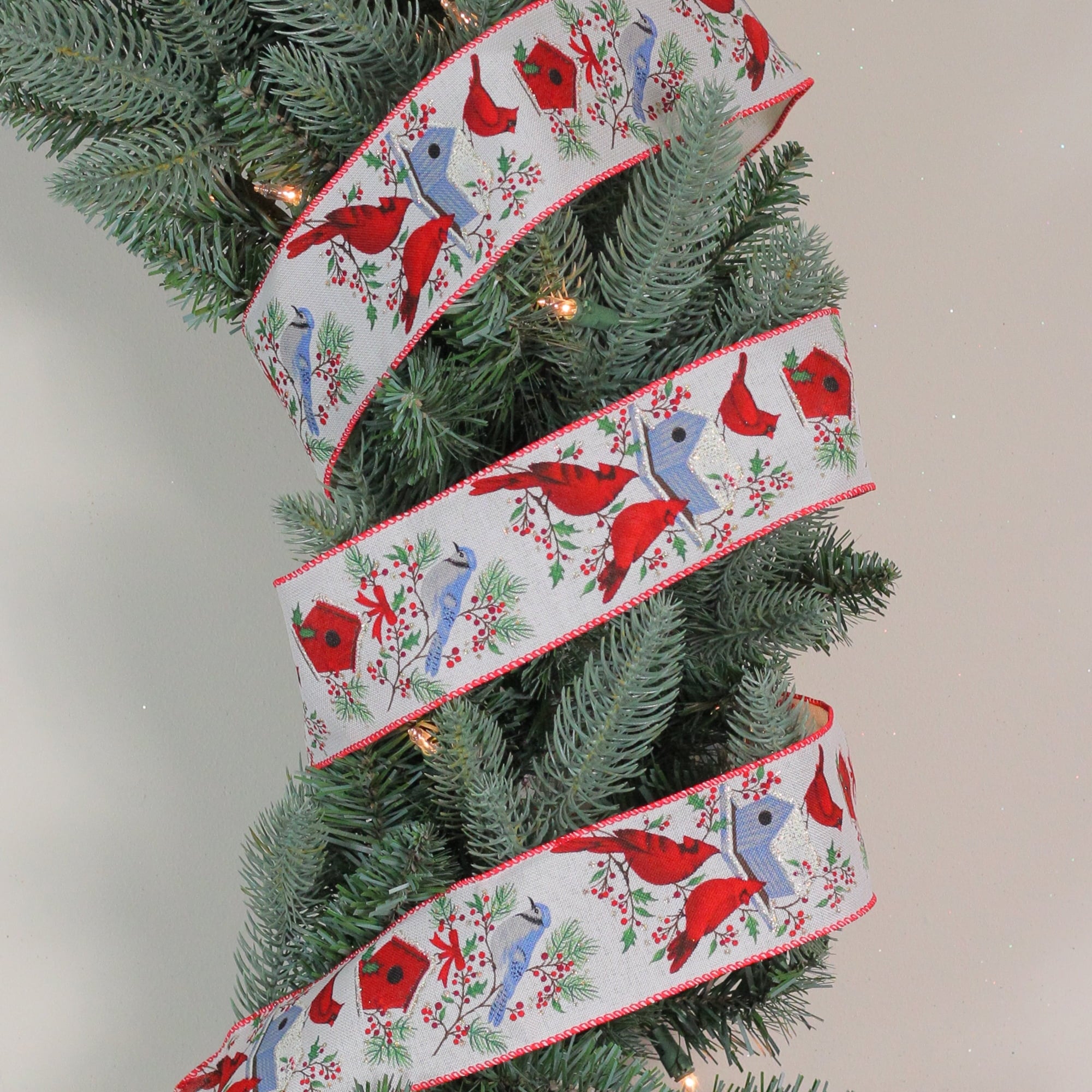 Northlight Red and Blue Cardinals with Bird Wired Craft Ribbon 2.5" x 16 Yards