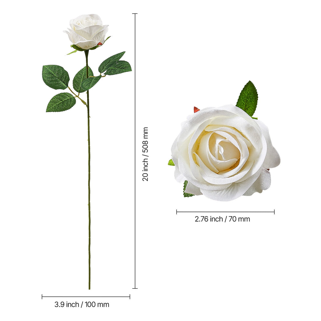 KFFKFF Synthetic Blooms, Set of 60 Lifelike White Foam Imitation Roses, White Counterfeit Bridal Shower with Stalks for Custom Wedding Bouquets, Household Centerpiece Designs