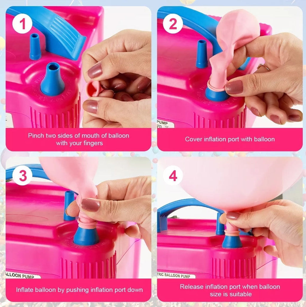 Balloon Pump, Electric Balloon Pump Kit,Balloon Inflator Pump 600W Portable Dual Nozzles Electric Air Ballon Machine with Balloons for Party Birthday Wedding Festival Decoration