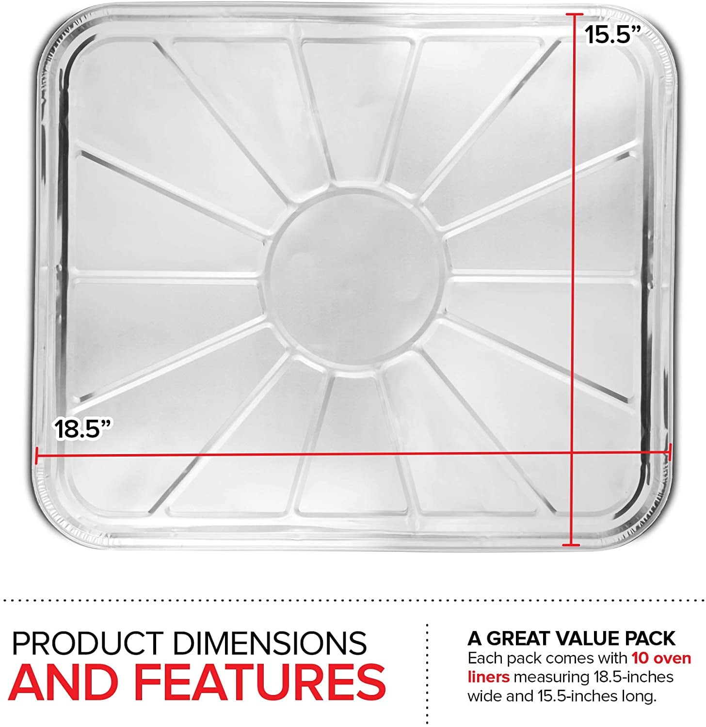 Stock Your Home Disposable Foil Oven Liners, 10 Pack, 18.5 x15.5