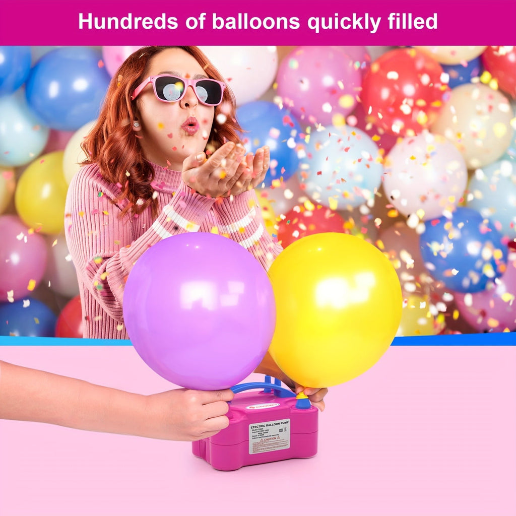 Electric portable dual-nozzle balloon hair dryer - 600W 110V-120V, rose red, compact design, event and outdoor decoration, essential for parties, easy-to-use device, balloon pump.