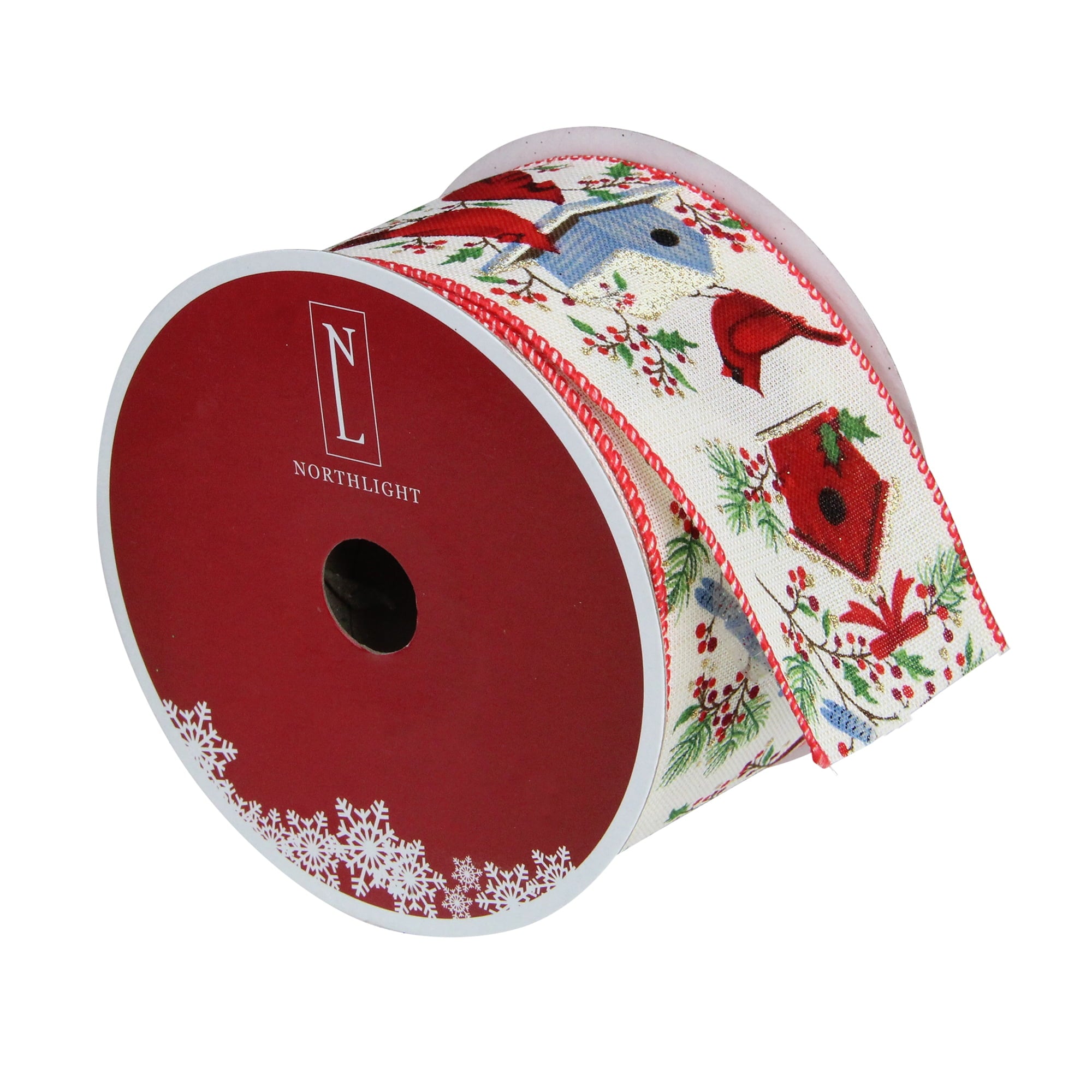 Northlight Red and Blue Cardinals with Bird Wired Craft Ribbon 2.5" x 16 Yards