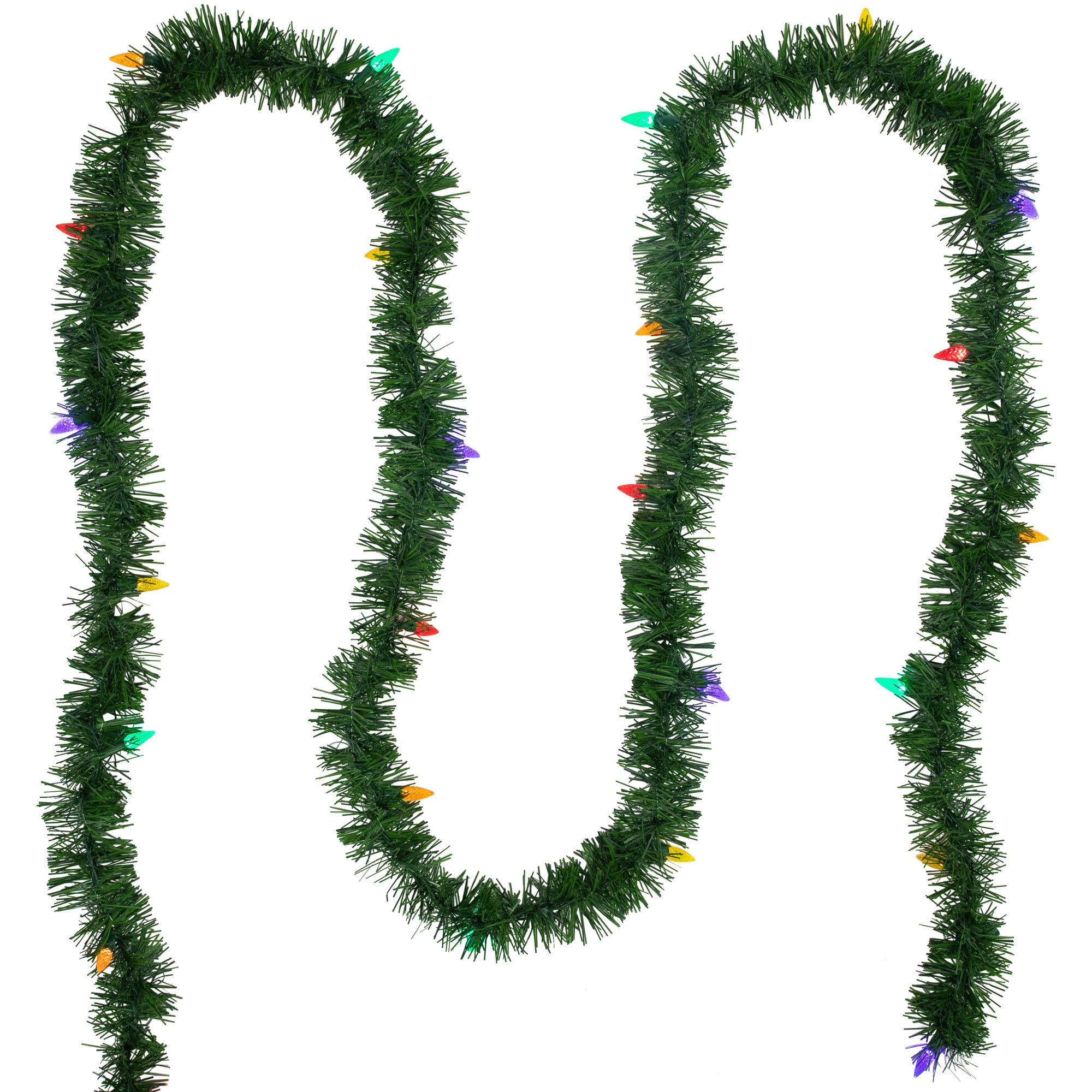 Northlight 18' x 3" Pre-Lit Pine Artificial Christmas Garland, Multicolor LED Faceted Lights