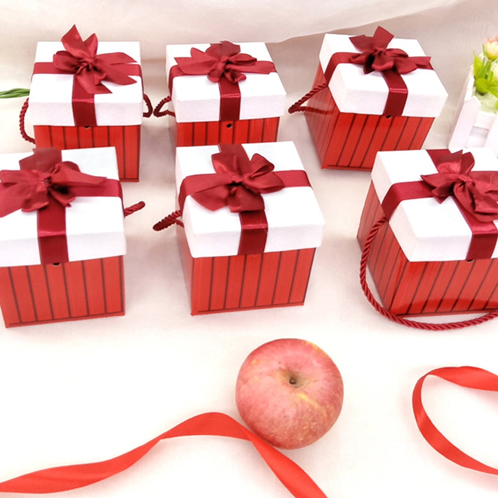 WHAMVOX Red Synthetic Material Gift Box for Storage Portable Christmas Packaging 8 Pieces