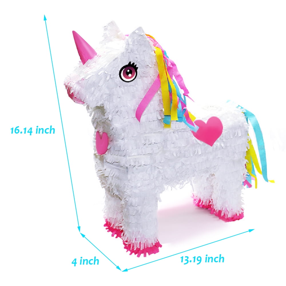 Unicorn Pinata for Unicorn Party Favor Supplies Birthday Party Supplies with Multi Color Hair & Tail and Pink Hearts (13 x 4 x 16 inches)