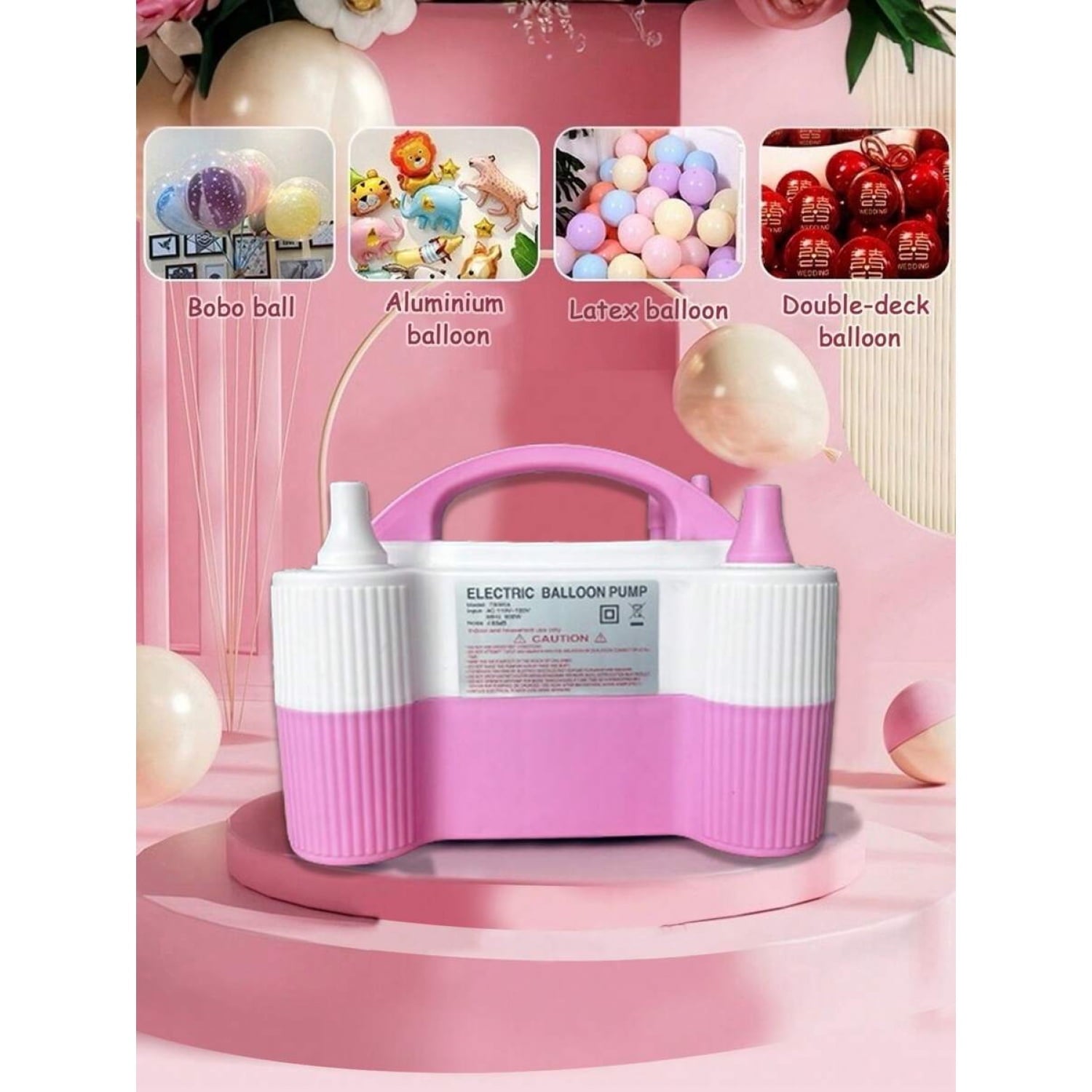 Electric Air Balloon Pump, Portable Dual Nozzle Electric Balloon Inflator For Birthday Wedding Party Decoration