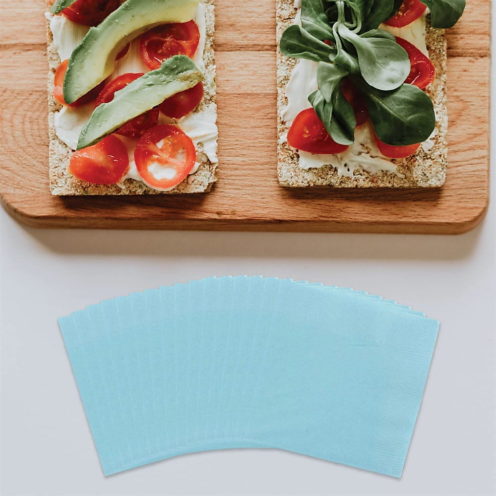 JAM Paper Bulk Small Beverage Napkins, 5x5, 480/Box, Sea Blue