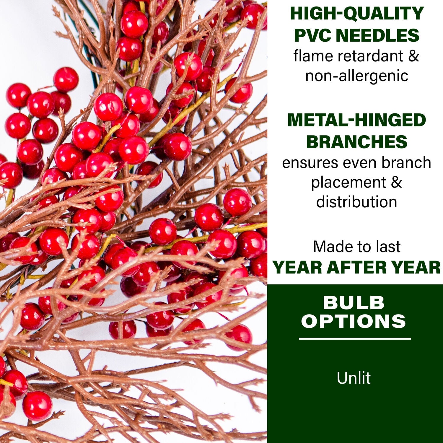 Fraser Hill Farm Red Berry Garland, 9 Feet Long | Life-Like Artificial Garland Perfect Holiday Party Wall Decor or General Christmas Decorations | FF006GL-108-0RD